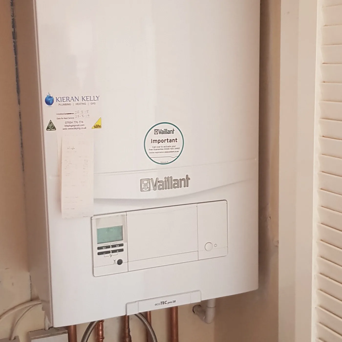 Vaillant gas boiler installed in Belfast by Kelly Heating NI